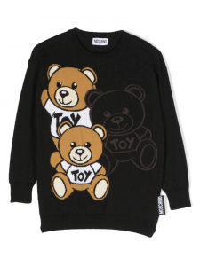 Moschino maglione in misto lana con disegno Teddy Bear nero 60100