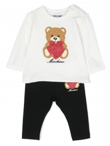 Moschino completo T-shirt e leggings con stampa Teddy Bear bianco nero 83965