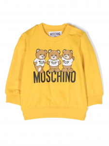 Moschino felpa in cotone con logo e stampa orsetti giallo 50082