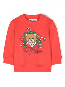 Moschino felpa con orsetto e stampa natalizia rosso 50109