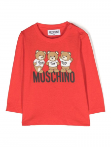 Moschino T-shirt a maniche lunghe con stampa Teddy Bear rosso 50109