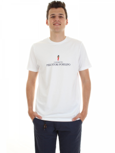 COOPERATIVA PESCATORI POSILIPPO t-shirt ISTITUZ in jersey con logo BIANCO