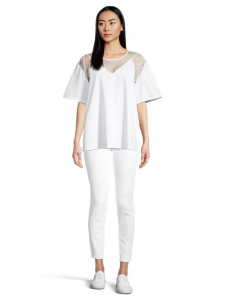T-shirt over con pizzo - bianco