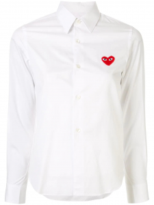 Red heart shirt in white