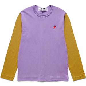 Colour block long sleeve t_shirt in Purple/Olive