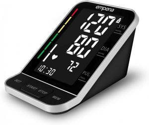 Emporia Sfigmomanometro digitale con output vocale disattivabile - Display XL nero ben leggibile
