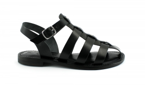 L'ANGOLO DEL CUOIO 9933 nero sandali donna pelle cinturino punta chiusa
