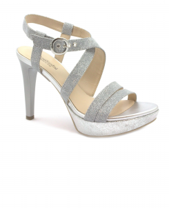 NERO GIARDINI 12830 ghiaccio argento scarpe donna sandali tacco plateaux glitter