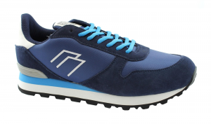 FRAU FX 0501 navy blu scarpe uomo sneakers lacci pelle tessuto tecno