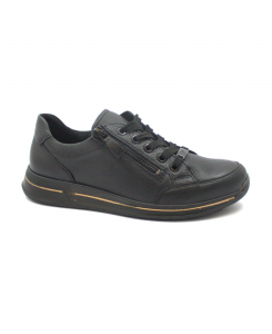 ARA 12-24801 nero scarpe donna sneakers zip pelle comfort sottopiede soft