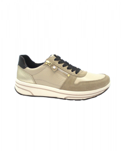 ARA 17-32440 sabbia platino scarpe donna sneakers zip pelle comfort sottopiede soft