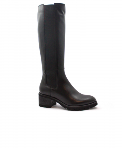 ANIMA IV065 nero scarpe stivale donna cerniera elastico pelle tacco