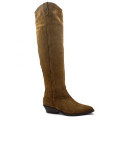 ANIMA MS600 crosta sandalo marrone stivale donna tacco punta camoscio texano sopra il ginoscchio