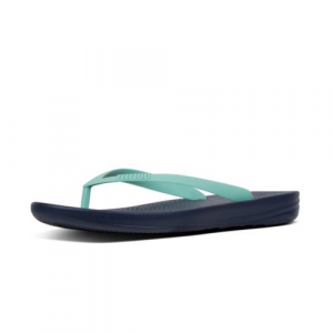 FitFlop IQUSHION FLIP FLOPS - MIDNIGHT NAVY / OCEAN GREEN MIX (size: 44)