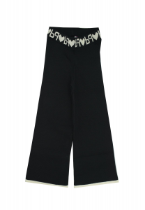 Pinko pantalone in viscosa a costine con elastico logato. nero
