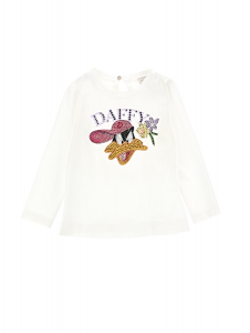 Monnalisa t-shirt per bambina stampa daffy con strass. beige