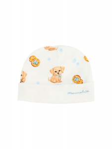 Monnalisa cappellino per neonato stampa biscottini bianco