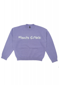 Manila grace maglione girocollo con logo. viola