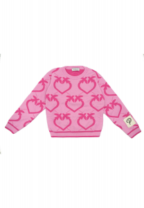 Pinko maglione per bambina logo allover. rosa