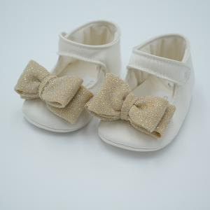 Colorichiari scarpina per neonata con fiocco oro. beige