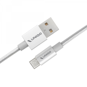 Cavo USB 2.0 ? Micro USB antigroviglio in nylon per ricarica e trasferimento dati, lunghezza 1 metro, per smartphone Android, tablet, Kindle, MP3 argento