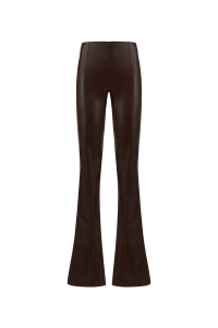 Pantalone zampa in ecopelle - marrone