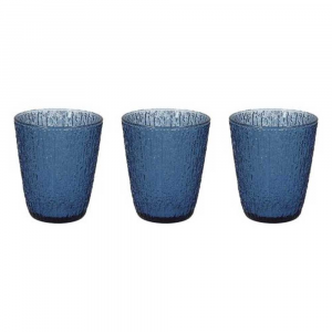 Linea Davor Blu Set 3 Bicchieri Da Acqua In Vetro 280 Cc Colore Blu Decorati Casa Cucina