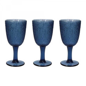 Tognana Linea Davor Blu Set 3 Calici Da Vino 250 Cc Colore Blu Decorati Casa Cucina Eleganti