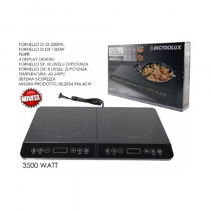 General Trade Piastra Ad Induzione DoppiaQuick Cook Nero 3500 Watt Sistema Di Sicurezza Display Digitale 