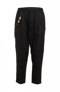 Loft1 Pantalone in lino e doppia pence - nero