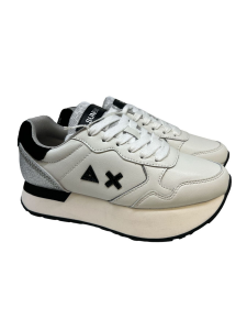 Sun 68 scarpe sneakers comoda con glitter e para alta bianco