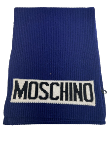 Moschino accessori sciarpa logato 30x180 blu