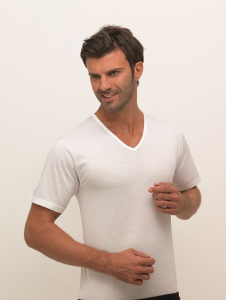 Set 6 pezzi t-shirt mezza manica uomo in cotone con scollo a v