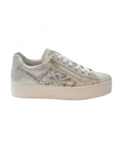 NERO GIARDINI E409930D bianco argento scarpe donna sneakers lacci pelle platform glitter