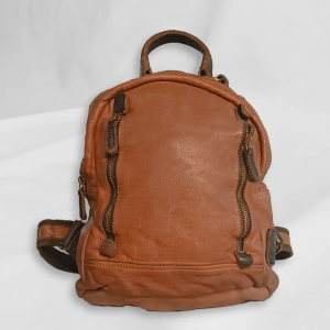 Leather BackPack front Double Zip Compartment,  with trimming Tent 