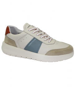 AMBITIOUS 12863-6923 beige blue scarpe uomo sneakers lacci pelle light